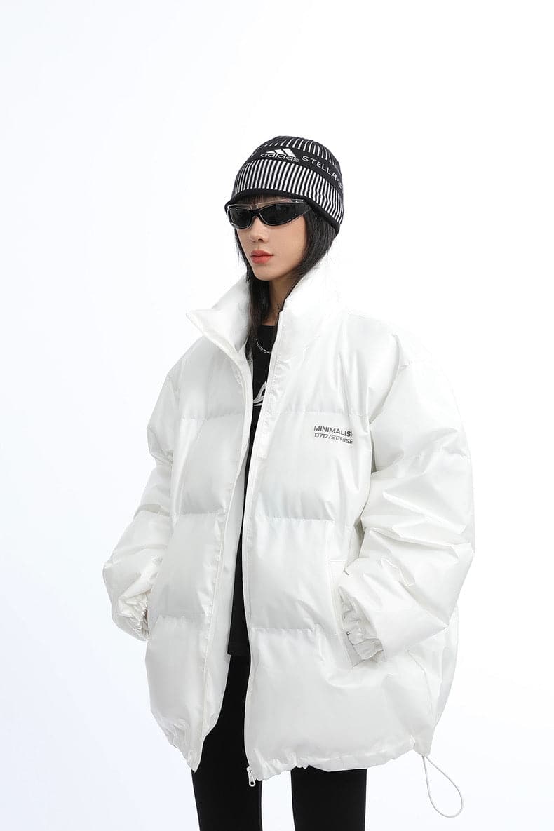 Minimalist Statement Print Puffer Jacket