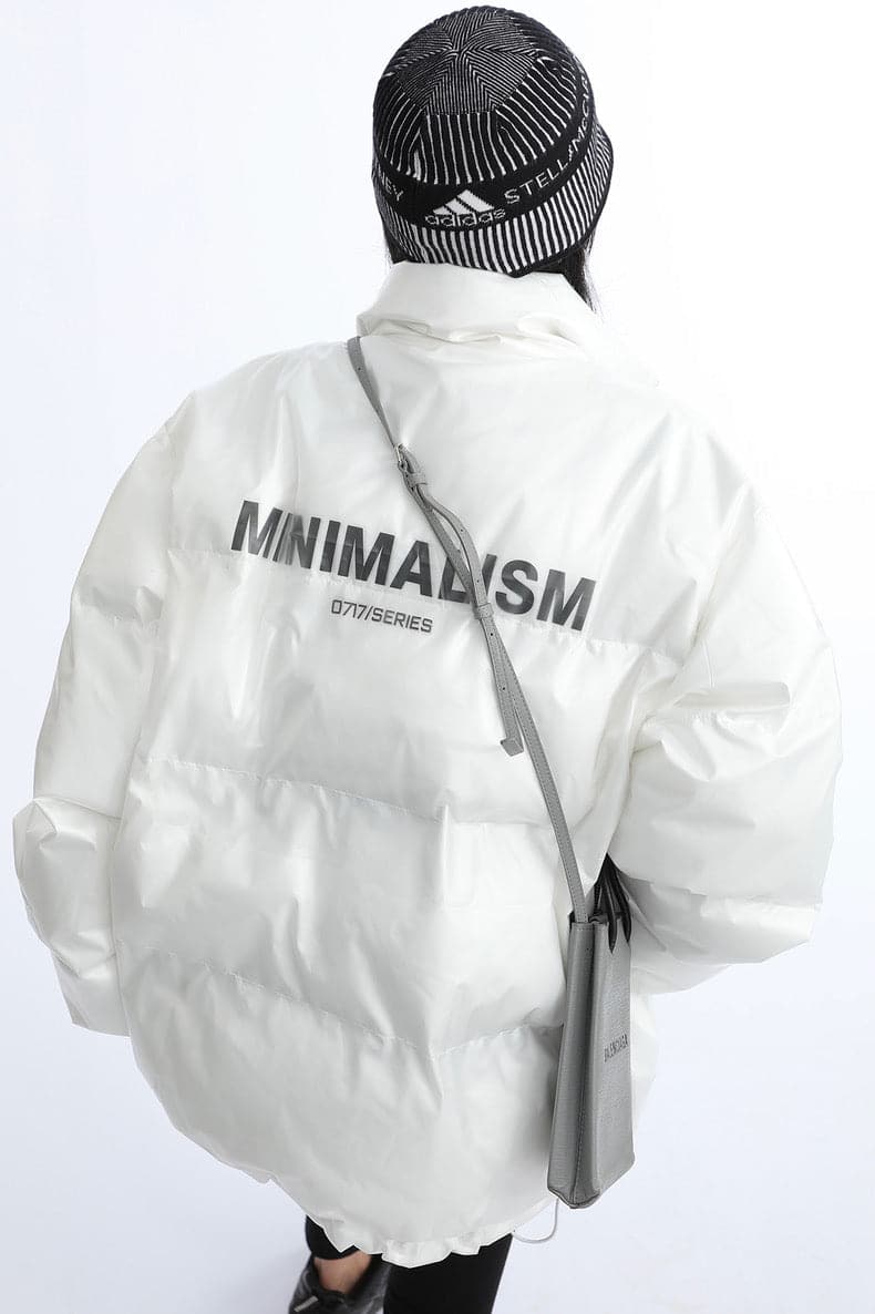Minimalist Statement Print Puffer Jacket