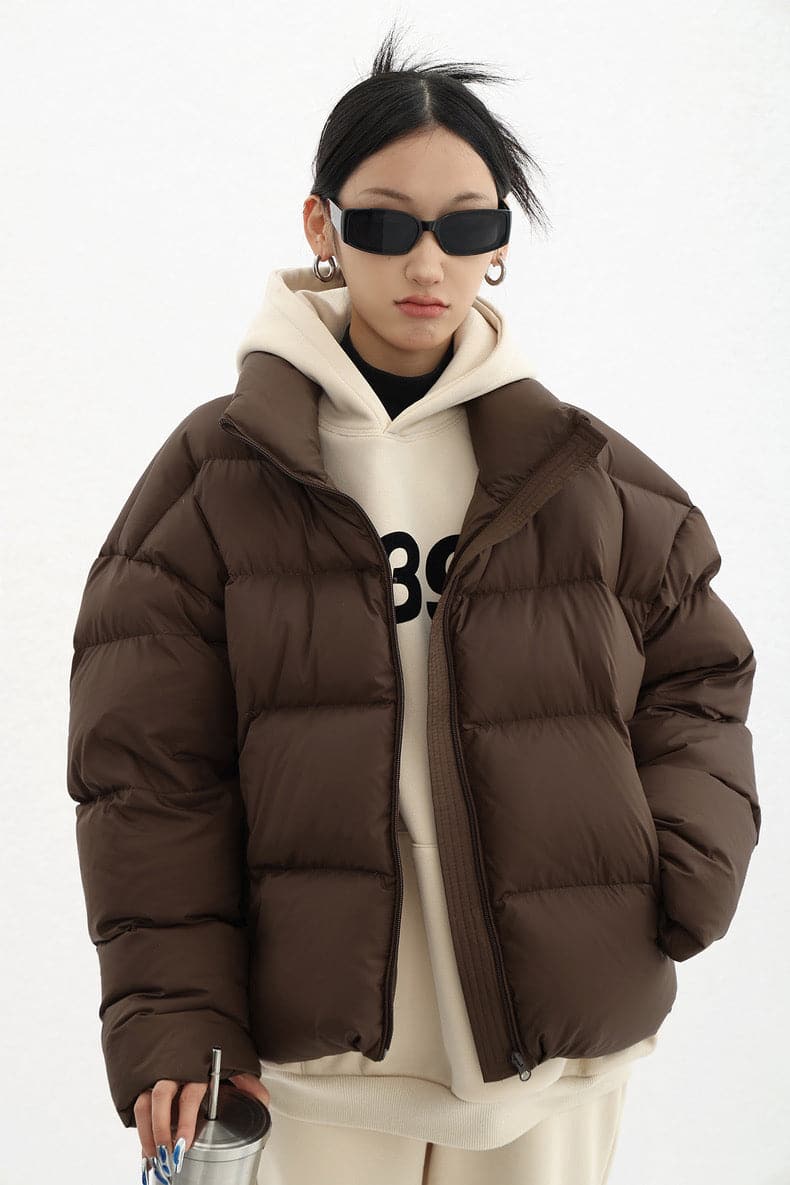 Chic Urban Contrast Layered Puffer Jacket