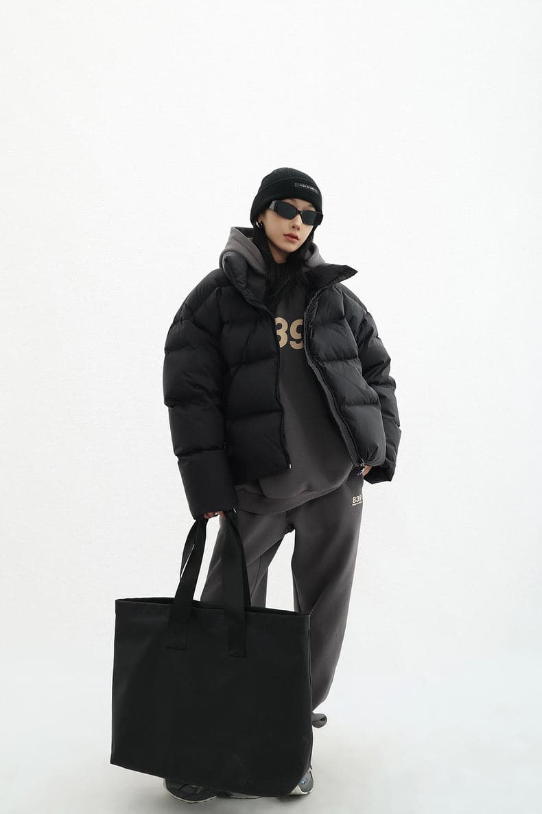 Chic Urban Contrast Layered Puffer Jacket
