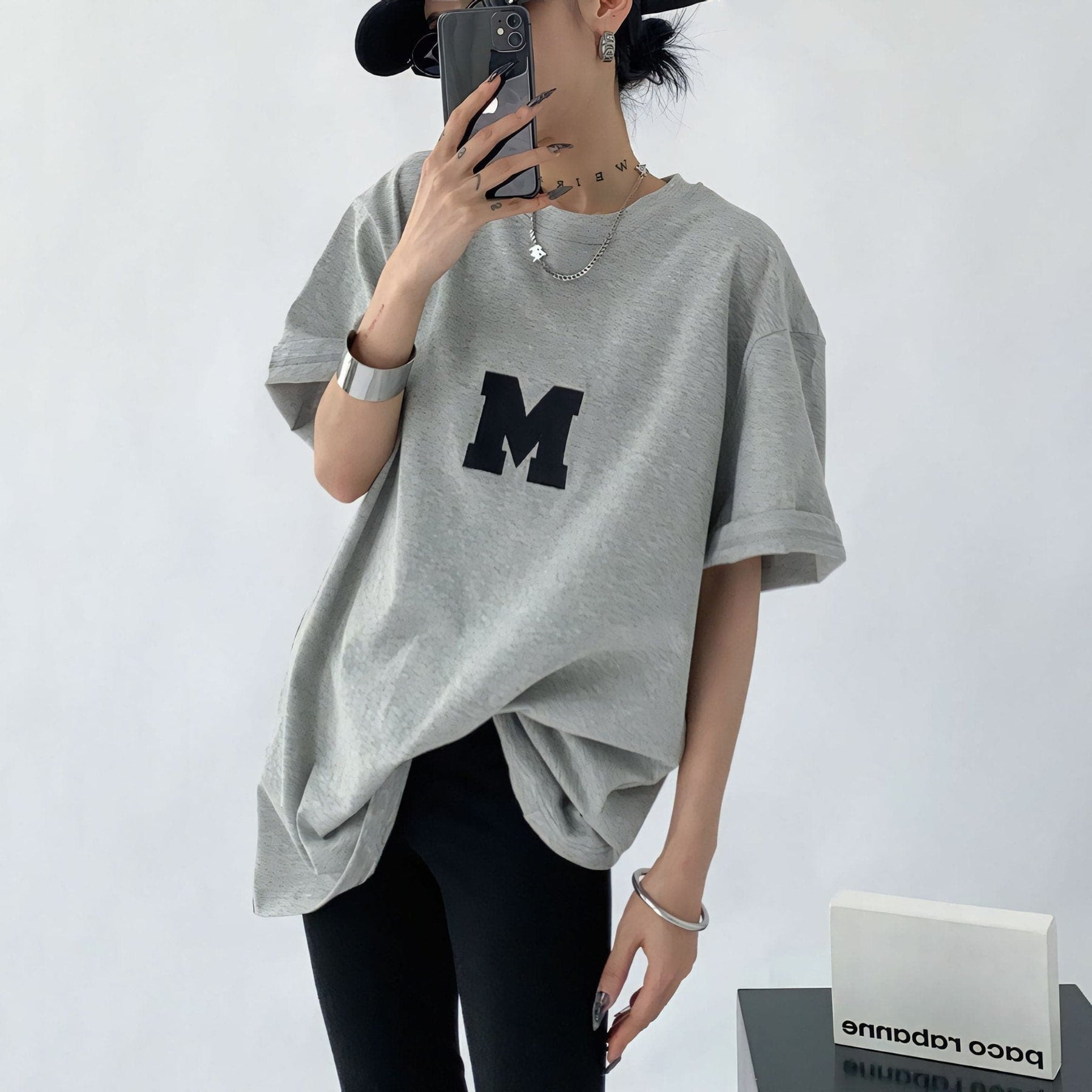 Letter Print Tee Summer Loose Fit Pure Cotton - Sharbhy