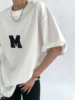 Letter Print Tee Summer Loose Fit Pure Cotton - Sharbhy