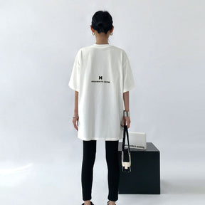 Letter Print Tee Summer Loose Fit Pure Cotton - Sharbhy