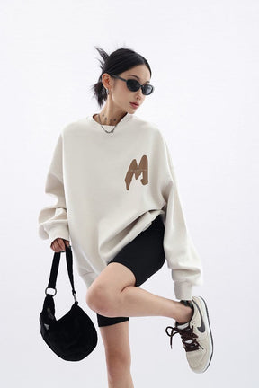 M-Printed Cotton Loose Fit Sweatshirt - Sharbhy