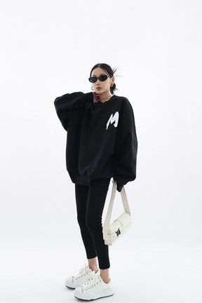 M-Printed Cotton Loose Fit Sweatshirt - Sharbhy