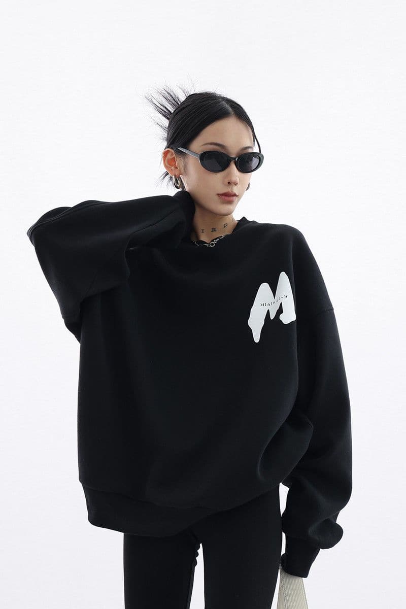 M-Printed Cotton Loose Fit Sweatshirt - Sharbhy