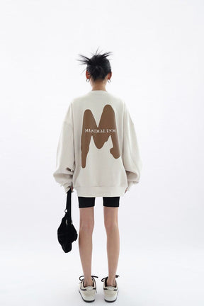 M-Printed Cotton Loose Fit Sweatshirt - Sharbhy