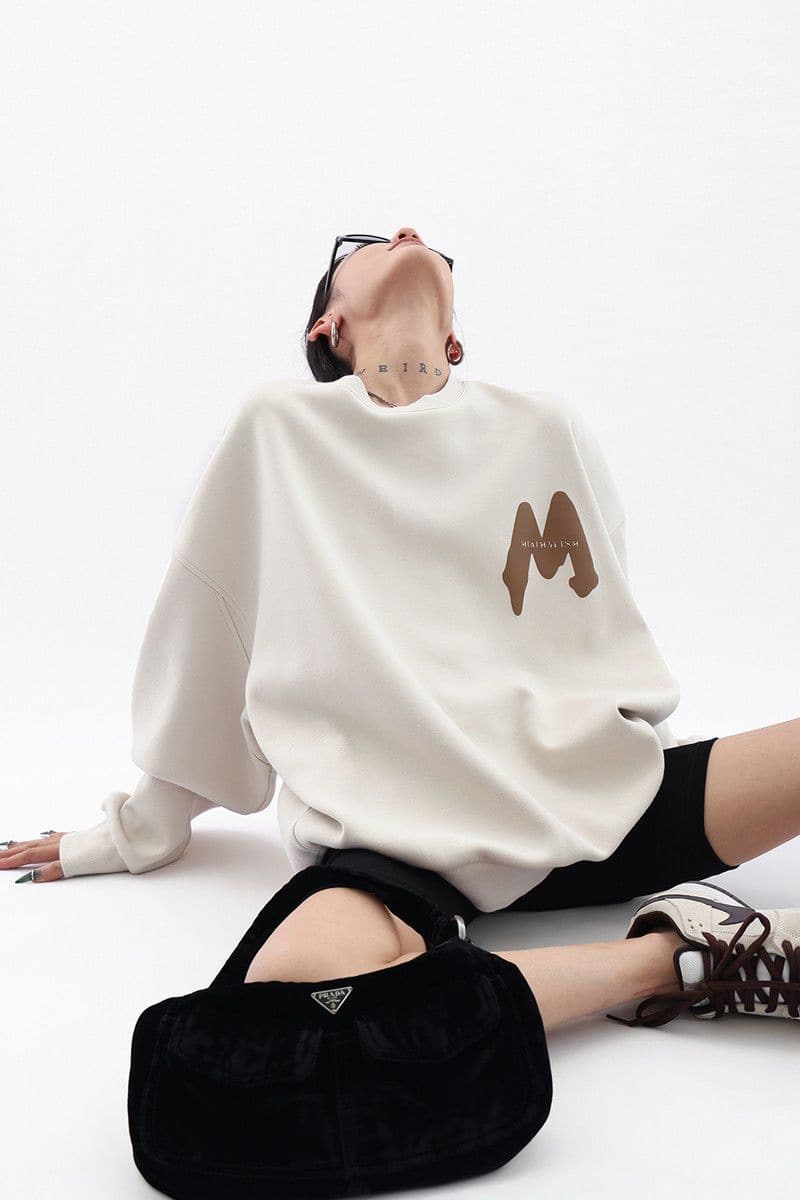 M-Printed Cotton Loose Fit Sweatshirt - Sharbhy