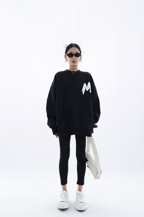 M-Printed Cotton Loose Fit Sweatshirt - Sharbhy
