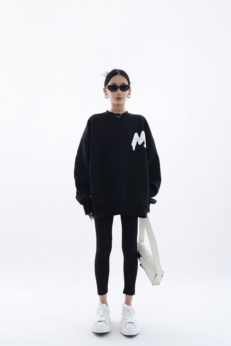 M-Printed Cotton Loose Fit Sweatshirt - Sharbhy