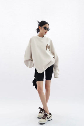 M-Printed Cotton Loose Fit Sweatshirt - Sharbhy