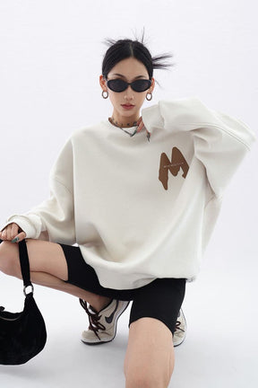 M-Printed Cotton Loose Fit Sweatshirt - Sharbhy