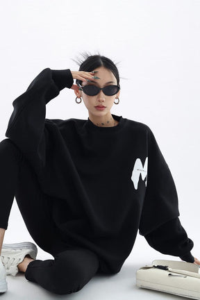 M-Printed Cotton Loose Fit Sweatshirt - Sharbhy