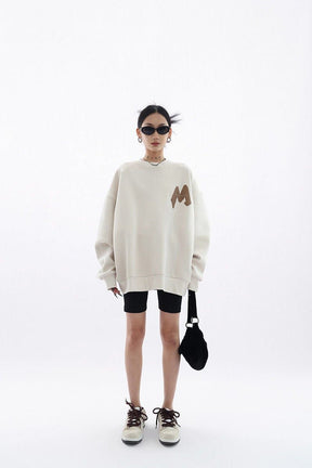 M-Printed Cotton Loose Fit Sweatshirt - Sharbhy