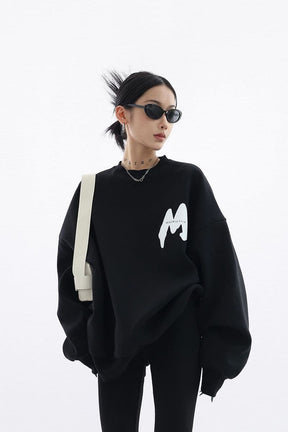 M-Printed Cotton Loose Fit Sweatshirt - Sharbhy