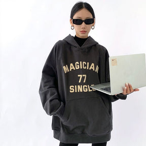 Magician Print Heavyweight Loose Fit Hoodie - Sharbhy