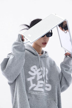 NovaBlend Fuzzy Letter Printed Oversized Hoodie - Sharbhy