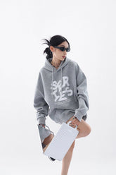 NovaBlend Fuzzy Letter Printed Oversized Hoodie - Sharbhy