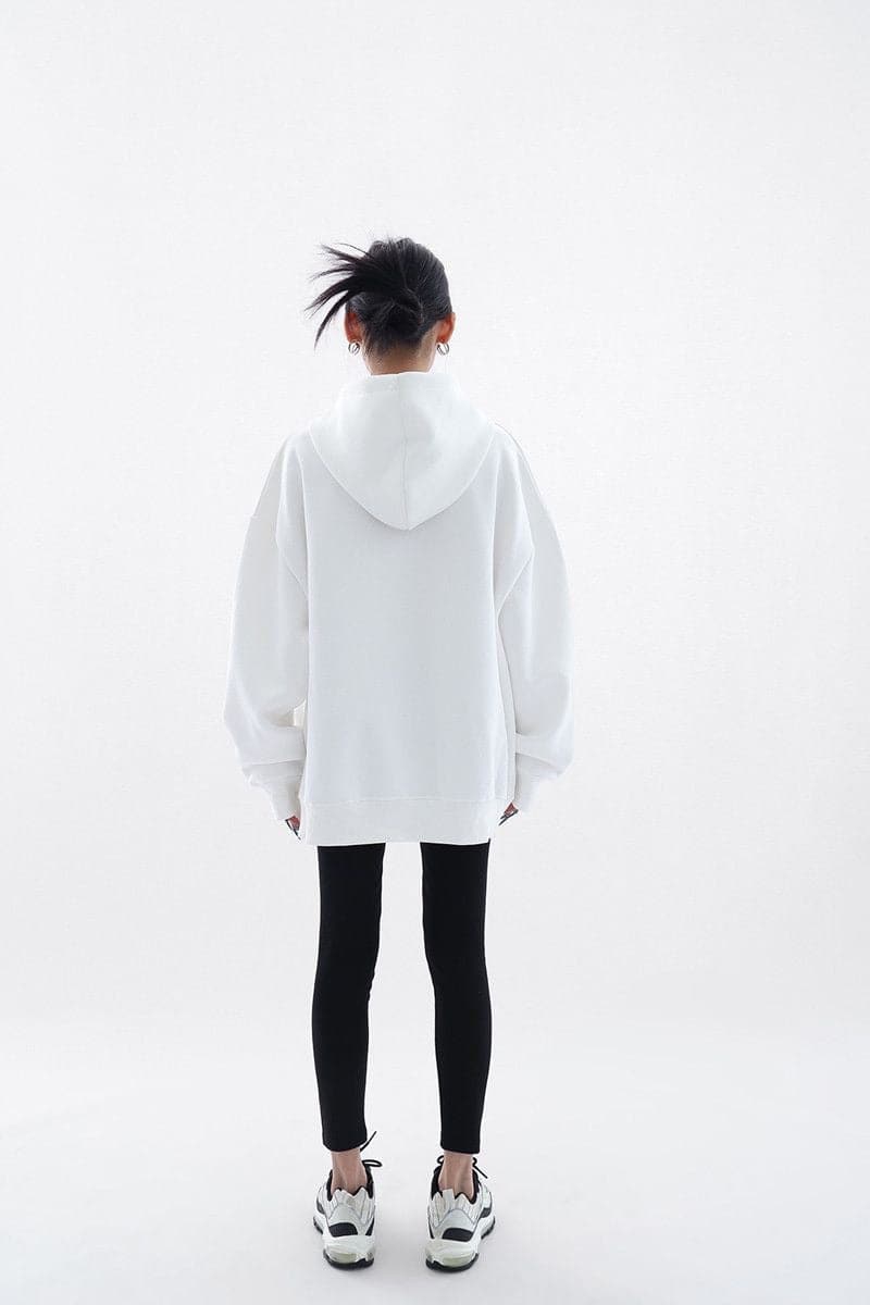 NovaBlend Fuzzy Letter Printed Oversized Hoodie - Sharbhy
