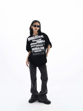 Streetwear Fuzzy Shadow Printed Cotton T-Shirt - Sharbhy