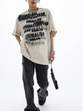 Streetwear Fuzzy Shadow Printed Cotton T-Shirt - Sharbhy