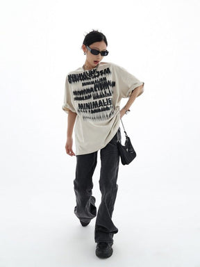 Streetwear Fuzzy Shadow Printed Cotton T-Shirt - Sharbhy