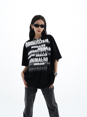 Streetwear Fuzzy Shadow Printed Cotton T-Shirt - Sharbhy