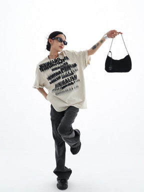 Streetwear Fuzzy Shadow Printed Cotton T-Shirt - Sharbhy