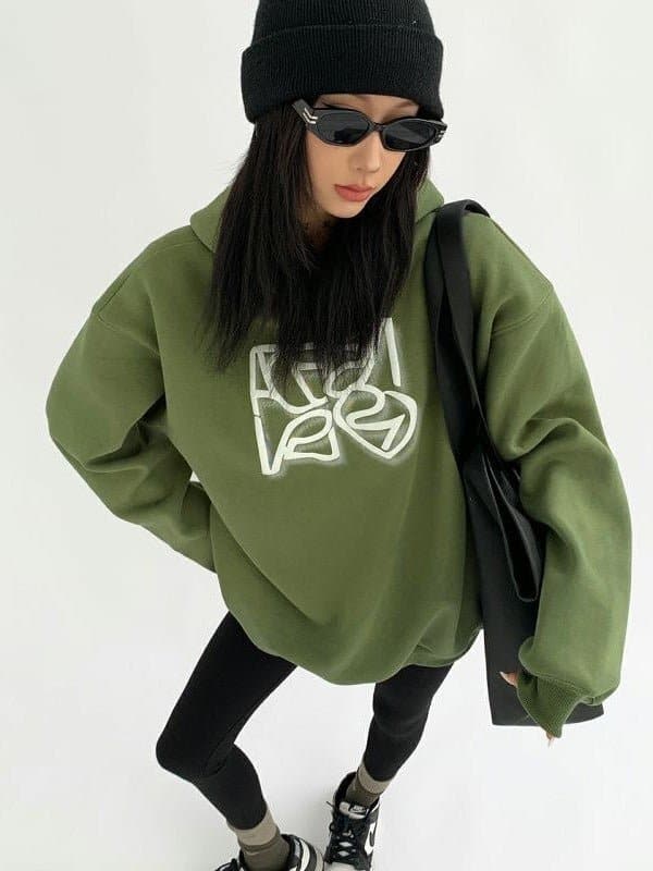Typography Trend Heavyweight Loose Fit Hoodie - Sharbhy