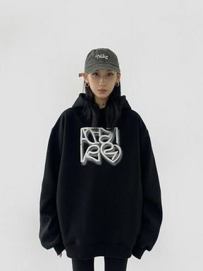 Typography Trend Heavyweight Loose Fit Hoodie - Sharbhy